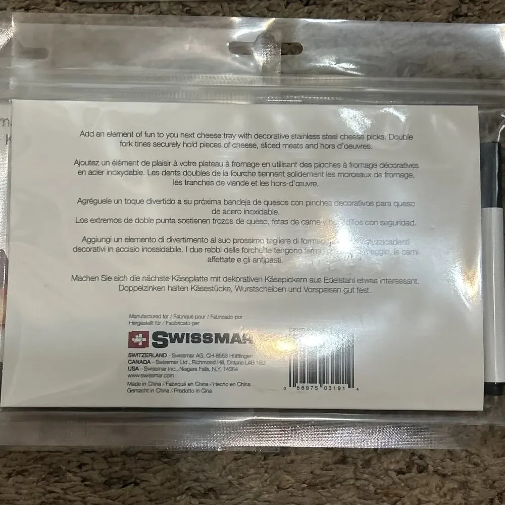 Swissmar 9 Piece Cheese Knife & Picks Set All New & Sealed W/ Black Handles!